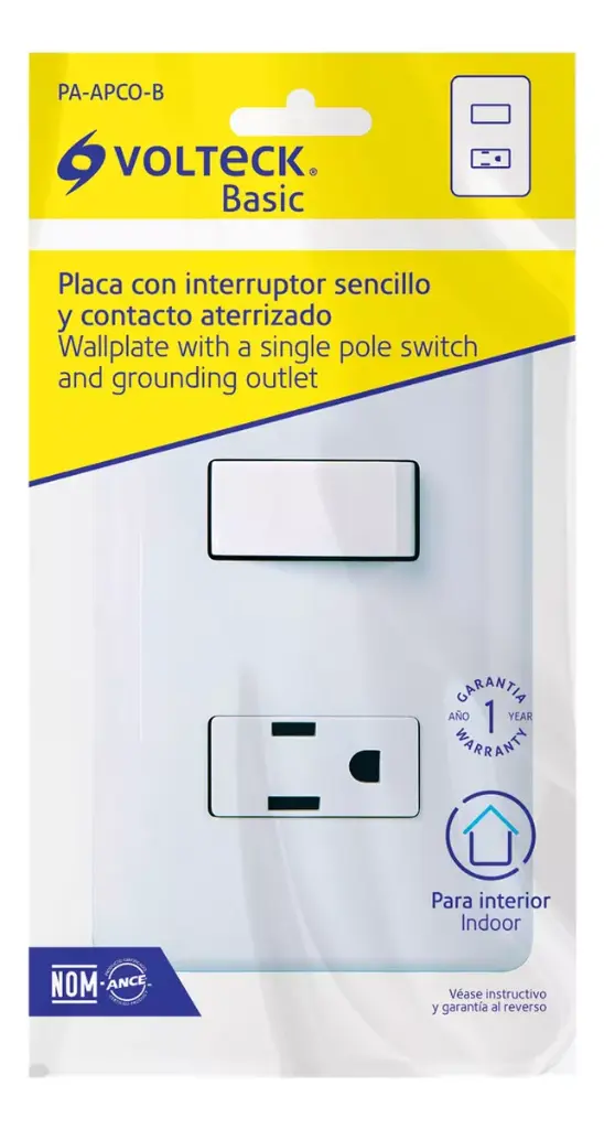 PLACA ARMADA CONTACTO E INTERRUPOR SENCILLO VOLTECK BASI (PA-APCO-B)