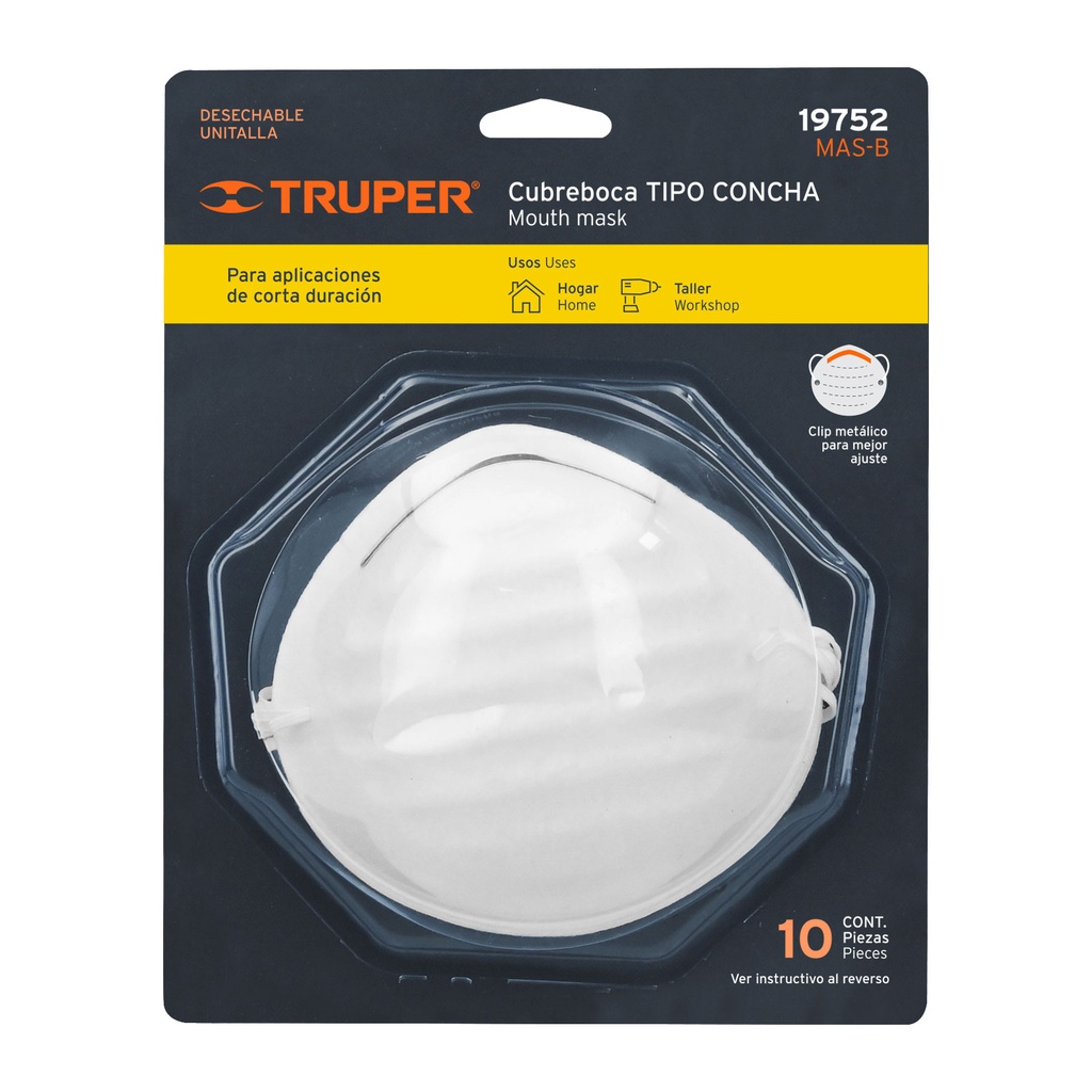 BLISTER CON 10 MASCARILLAS PARA POLVOS TIPO CONCHA TRUPER